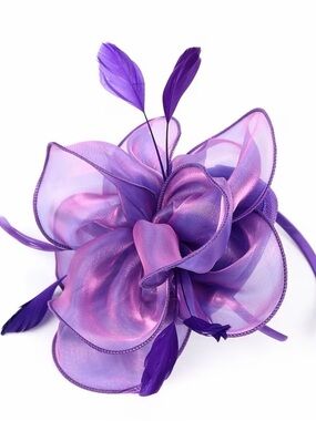 Elegant Purple Floral Fascinator headband Kentucky Derby hat garden party